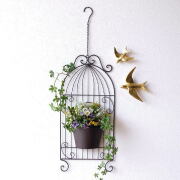 ハンギングポット アイアン おしゃれ 壁飾り 壁掛け ガーデン アンティーク調 ウォールデコレーション アイアンのウォールケージポット [mty9456]