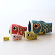 鯉のぼり 端午の節句 置物 入れ子 張り子 和紙 日本製 季節飾り こどもの日 マトリョーシカ風 コンパクト 和風インテリア 鯉の親子のはりこーシカ [mzk0284]