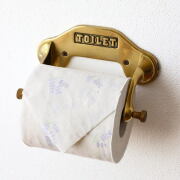 トイレットペーパーホルダー 真鍮 アンティーク ゴールド クラシック イタリア製 カバーなし 壁付け レトロな真鍮のペーパーホルダー B [pic4196]