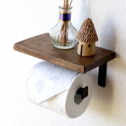 トイレットペーパーホルダー 木製棚 アイアン おしゃれ シャビーシックなペーパーホルダー [ras6196]