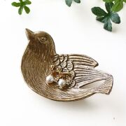 プレート トレー トレイ おしゃれ バード 小物 皿 小物置き 手のひらサイズ 型押し アンティーク調 アクセサリートレイ バード [spc1023]