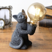 テーブルランプ 猫 置物 LED電球 アンティーク レトロ 卓上ランプ 照明 電池式 コードレス かわいい オブジェ 置き物 インテリア アニマルライト キャット [spc3475]