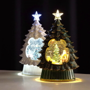 スノードーム クリスマス LEDライト キラキラ 光る ツリー サンタ 卓上 オブジェ 電池式 USBケーブル給電可 Xmas 置物 大人可愛い アンティーク LEDスノードーム もみの木 2カラー [spc7261]
