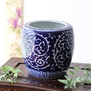 陶器　鉢　植木カバー　金魚鉢　火鉢　シノワズリ　工芸品 鉢カバー 陶器 おしゃれ 14号 10号鉢用 40cm 大型 穴なし シノワズリ