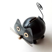 貯金箱 おしゃれ かわいい 猫 置物 オブジェ インテリア 雑貨 ブリキの貯金箱 クロネコ [tom0318]