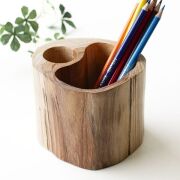 ペン立て 木製 ペンスタンド おしゃれ ペンたて 天然木 チーク材 鉛筆立て リモコンスタンド チーク ペンスタンド セパレート [tom9712]