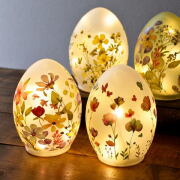 卓上ランプ LED おしゃれ 電池式 卵型 テーブルランプ ガラス 花 可愛い 小さい インテリアライト タイマー付き コードレス 玄関 ベッドサイド フラワーグラスランプ 4タイプ [toy8968]