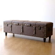 ベンチ 収納付 ソファ スツール おしゃれ トランクベンチ ヴィンテージ風 アンティーク調 収納 ボックス TRUNK BENCH A 【送料無料】 [toy9194]