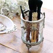 小物入れ おしゃれ 真鍮 ガラス エレガント ブラシスタンド ガラススタンド ツールスタンド かわいい 真鍮とガラスのサークルホルダー [vin1454]