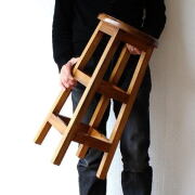 木製スツール 旭川家具 スツール | Stacking Stool02 センの木 | 革座 ライト