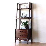 本棚 無垢材 天然木 飾り棚 木製 チーク オープンラック 見せる収納 おしゃれ 完成品 チークディスプレイラック 2ドロアー 【送料無料】 [wat6700]