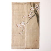 のれん 桜 麻 暖簾 手描き 間仕切り 目隠し 春 88×150cm 和風 和モダン 玄関 リビング キッチン インテリア 本麻 手染めのれん「墨描き桜」 【送料無料】[wlj9057]