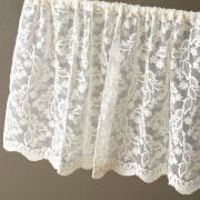 カフェカーテン おしゃれ かわいい レース レースカーテン 60cm 花 刺繍 チュール エレガント トイレ 洗面所 キッチン カフェカーテン 5048L60 [won7059]