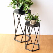 花台 フラワースタンド アイアン 六角形 大小2個セット おしゃれ モダン シンプル 観葉植物 室内 花置き台 玄関 リビング アイアン六角スタンド 2サイズセット 【送料無料】 [ysp8150]