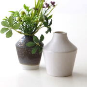 花瓶 陶器 花器 おしゃれ フラワーベース レトロ アンティーク調 丸い