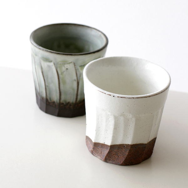 湯呑み 湯のみ 陶器 日本製 瀬戸焼き おしゃれ 湯呑茶碗 湯飲み茶碗 和風 和モダン ナチュラル Yuragi彫 湯呑茶碗 2タイプ [mkn1546]