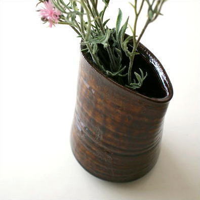 アウトレット 花瓶 陶器 花器 一輪挿し 花瓶 和風 フラワーベース 花入れ 瀬戸焼 和陶器ベース 古瀬戸唐草 [mkn1922]