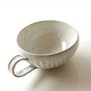 スープカップ おしゃれ 陶器 瀬戸焼 和食器 粉引削りスープカップ [mkn8594]
