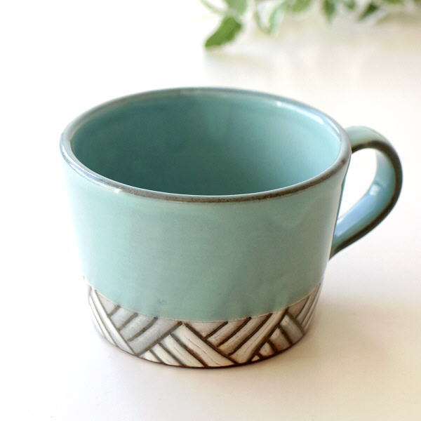マグカップ おしゃれ 陶器 和モダン コーヒーマグ コーヒーカップ 日本製 焼き物 瀬戸焼 ビッグマグ アクア [mkn8705]