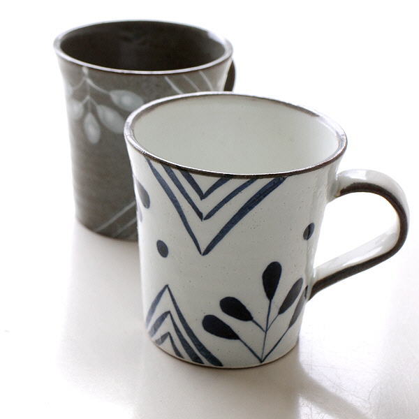 マグカップ 陶器 おしゃれ 和モダン 日本製 焼き物 瀬戸焼 インディゴ五つ葉マグ2カラー [mkn9798]