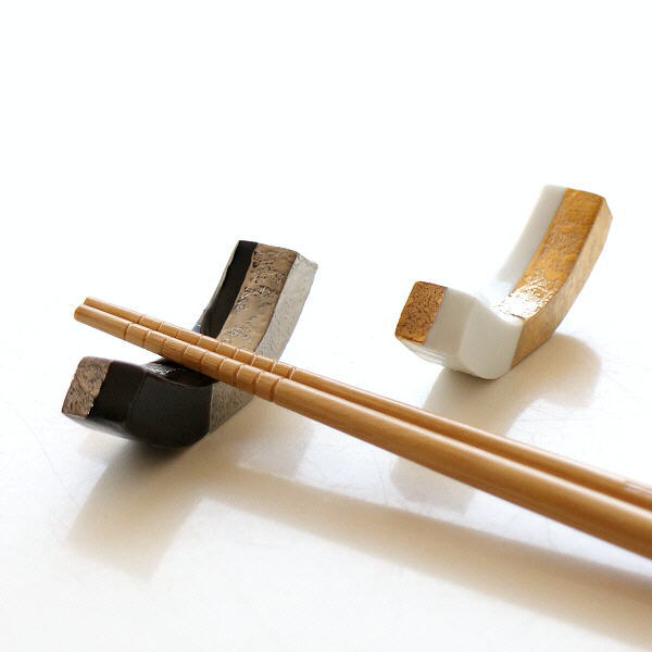 箸置き おしゃれ 陶器 2個セット 和風 日本製 焼き物 有田焼 陶器の箸置き 市松長角2カラーセット [msg3861]