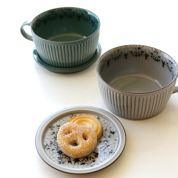 スープカップ 蓋付き 陶器 おしゃれ スタッキング 和食器 有田焼 日本製 ダマスクフラワー蓋付きスープカップ 2カラー [msg4026]