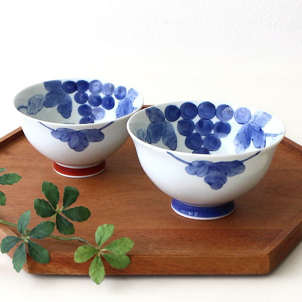 染付ブドウ 大小ご飯茶碗 セット [msg8153]