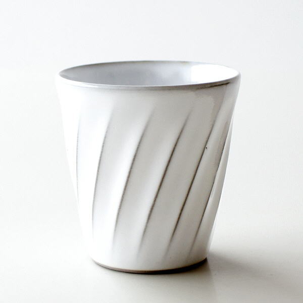 フリーカップ 大きい おしゃれ 磁器 かわいい 和モダン 日本製 波佐見焼 焼き物 シンプル しのぎ ねじり縞 ビッグフリーカップ [msg9421]
