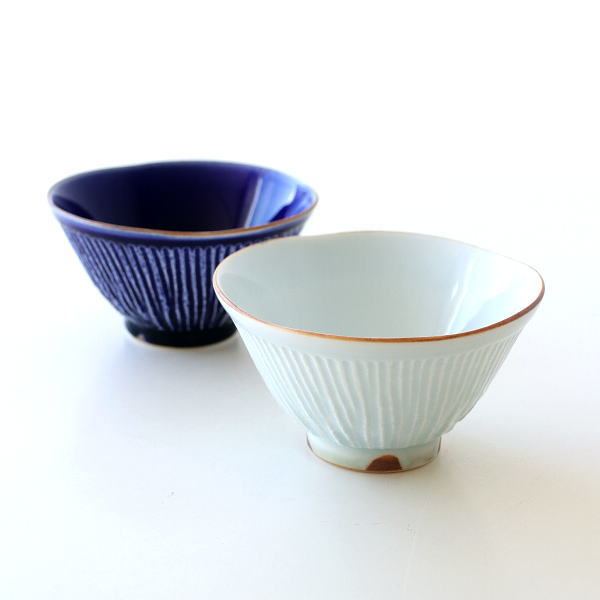 ご飯茶碗 おしゃれ 有田焼 磁器 和モダン 日本製 しのぎごはん茶碗 2カラー [msg9662]