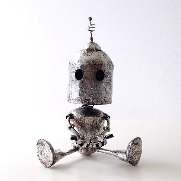 ロボット アイアン アイアンロボット 置物 オブジェ おしゃれ かわいい 可愛い オーナメント ガーデニング メタルロボの置物 お座りBeb [mty2154]