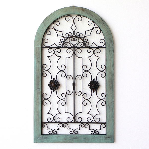 壁飾り 壁掛け おしゃれ かわいい アイアン ウォールアート シンプル 壁面 ウォールデコ アイアンとウッドの壁飾り ウインドウアーチ 【送料無料】 [mty3051]