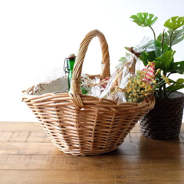 かご カゴ バスケット ウィロー おしゃれ かわいい 柳 ナチュラル 編みかご キッチン リビング 収納 小物入れ ウィロー バスケット [mty4366]