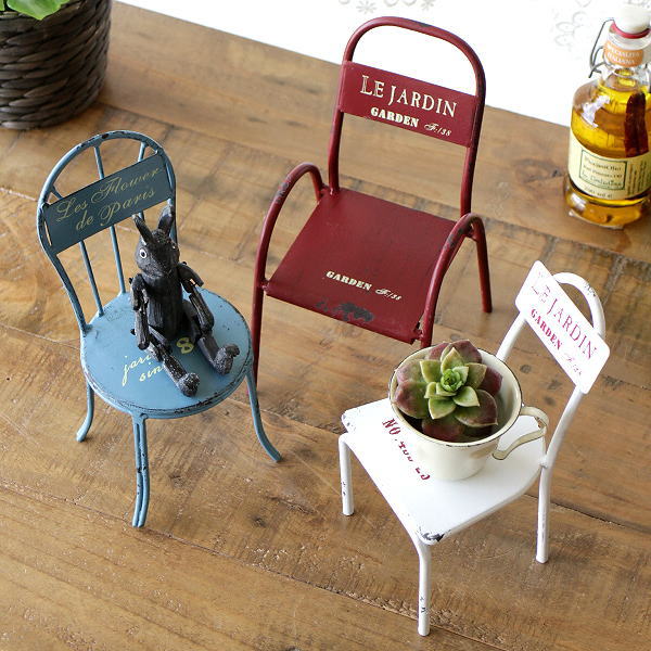 ミニチェア おしゃれ カラー アイアン 置物 オブジェ レトロ アンティーク シャビー インテリア アイアンのミニチェアースタンド 3タイプ [mty5441]