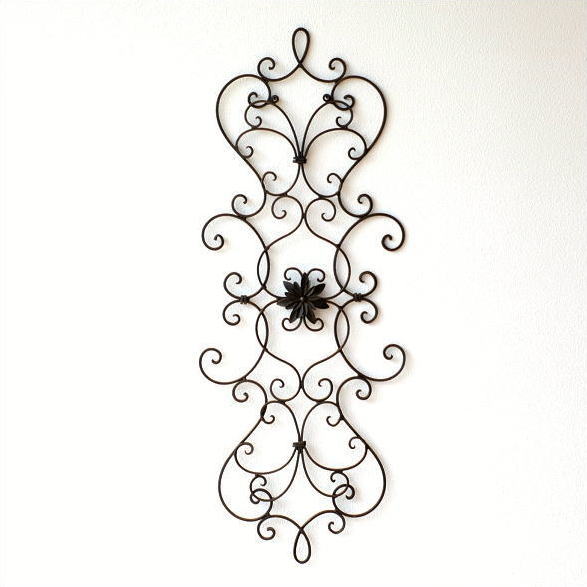 壁飾り アイアン ウォールデコ アートパネル エレガント アンティーク デザイン 壁掛け インテリア フローラルデコ トール [mty5781]