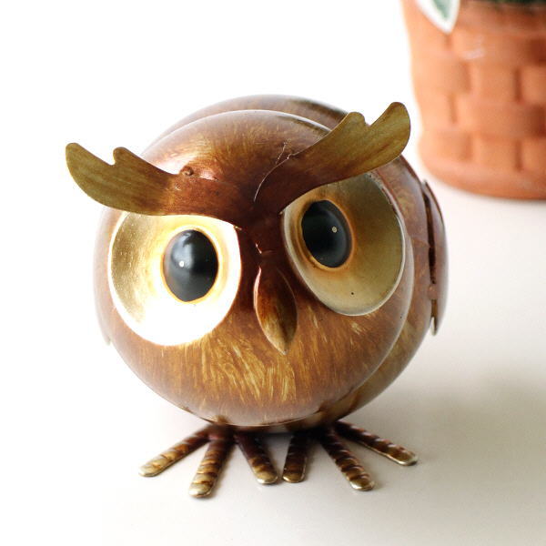 ふくろう フクロウ 梟 置物 かわいい おしゃれ オブジェ 手のひらサイズ メタル インテリアオブジェ 小物入れ 雑貨 メタルオウルスモール [mty7777]