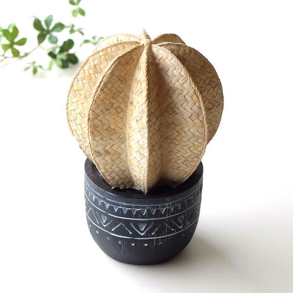 オブジェ サボテン おしゃれ 置物 カクタス エスニック ポット付 インテリア 雑貨 ディスプレイ レジンカクタスのオブジェ B [mty8775]