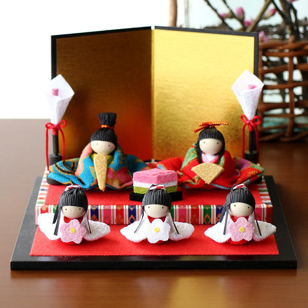 おひなさま お雛様 ひな人形 置物 ちりめん細工 オブジェ おしゃれ かわいい 桃の節句 雛飾り ひな祭り 小物 京都 日本製 ちりめん細工 花祭り雛飾り [mzk6586]