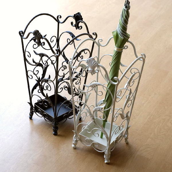 傘立て アイアン おしゃれ アンティーク 玄関 ブロンズ ホワイト 白 四角 可愛い クラシック ヨーロッパ エレガント デザイン アイアンの傘立て アラベスク2カラー [pic1398]