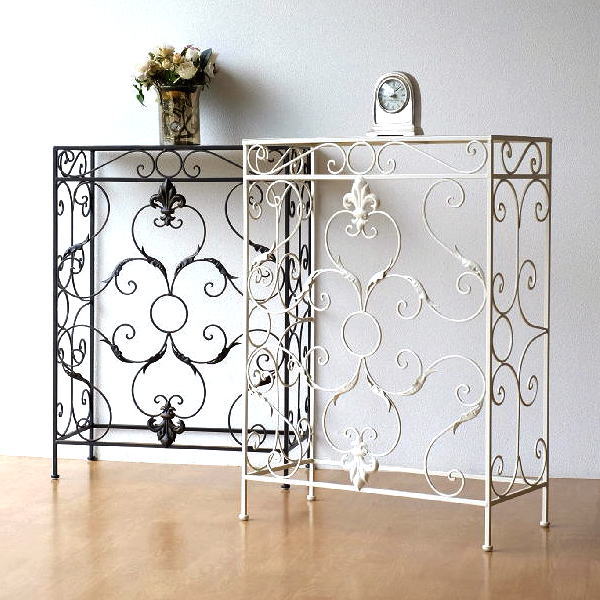 コンソールテーブル おしゃれ スリム アイアン モダン アンティーク 家具 リビング エレガントなアイアンのコンソール 2カラー 【送料無料】 [pic3003]