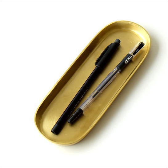 ペントレー アンティーク おしゃれ レトロ ブラス 真鍮 ペン置き アクセサリートレイ インテリアトレイ シンプル 真鍮のロングトレイ [ras2510]