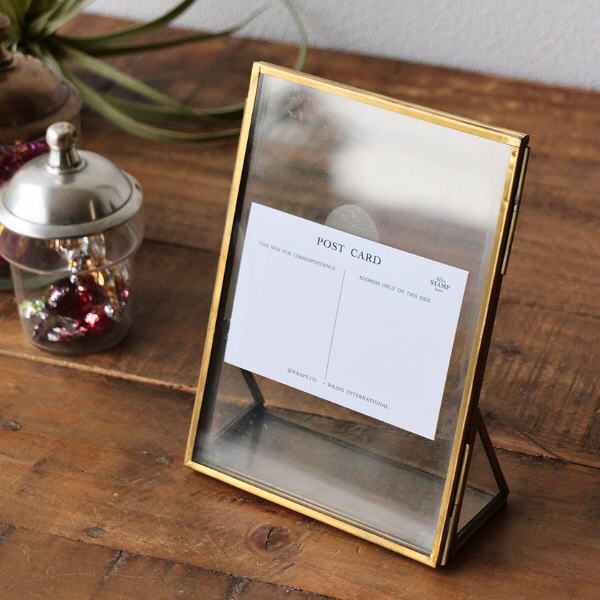 フォトフレーム 写真立て ガラス 真鍮 おしゃれ フォトスタンド シンプル レトロ アンティーク 卓上 置き型 真鍮とガラスのフォトフレーム [ras8018]