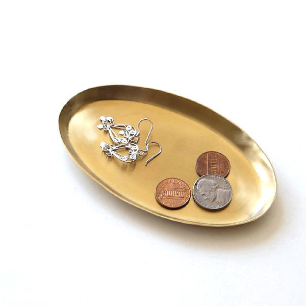 トレー ゴールド 真鍮 アンティーク インテリア 小物入れ アクセサリートレイ キートレイ コイントレー ブラスオーバルトレイ [ras8423]