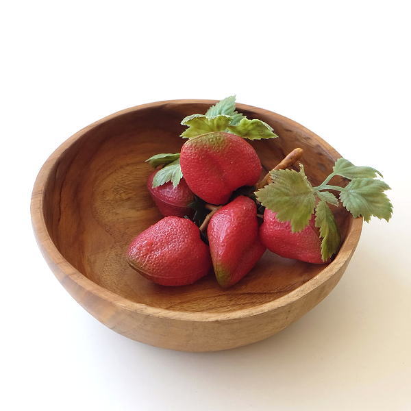 ボウル 木製 天然木 おしゃれ チーク ナチュラル 木製 サラダボウル 食卓 食器 ボール お皿 うつわ トレー シンプル チークウッドボウル M [ras9585]