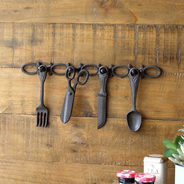 壁飾り ミニオブジェ アイアン おしゃれ カトラリー 壁掛け ウォールオブジェ ミニチュアサイズ レトロなアイアンのオブジェ ミニカトラリー [scc1520]