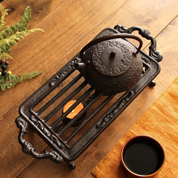 ポットウォーマー キャンドル ティーウォーマー 鉄鋳物 鍋敷き お皿 料理 急須 ティーポット 保温 アロマ 卓上 アンティーク おうちカフェ アイアン ディッシュウォーマー ダブル [scc5463]
