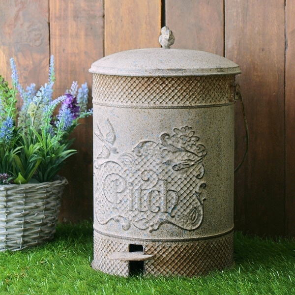 ゴミ箱 おしゃれ かわいい ふた付き ペダル式 蓋つき ダストボックス ブリキ 玄関 ベランダ 足踏み ヴィンテージなブリキのダストボックス [scc6897]