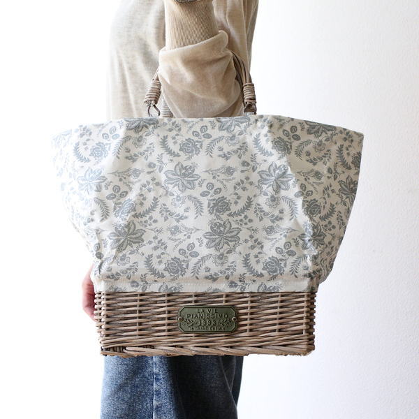 かごバッグ 柳 天然素材 北欧 ナチュラル お弁当入れ ランチバッグ おしゃれ フレンチカントリー 軽量 自立 大きめ 幅44cm バスケットバック レクタングル [scc8061]