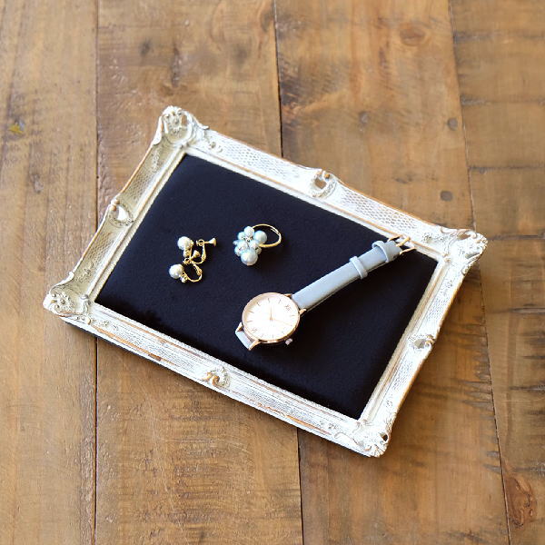 アクセサリートレイ おしゃれ アンティーク 小物置き トレー お皿 ベルベット クラシック レトロ レトロなアクセサリートレイ レクタングル [scc8268]