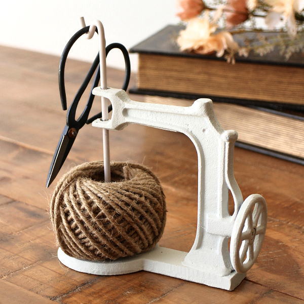 オブジェ 置物 アイアン 糸巻機 おしゃれ ガーデンオブジェ レトロ 麻ひも シザー アンティーク アンティークな麻ひも＆ハサミスタンド [scc9203]