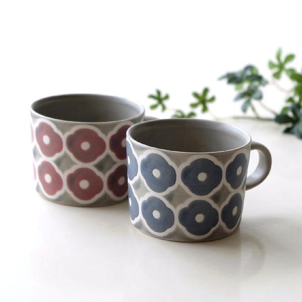 マグカップ おしゃれ 磁器 かわいい 可愛い 小さめ 和モダン 日本製 砥部焼 シンプル 小さなマグカップ ノルディックフラワー 2カラー [scy3674]